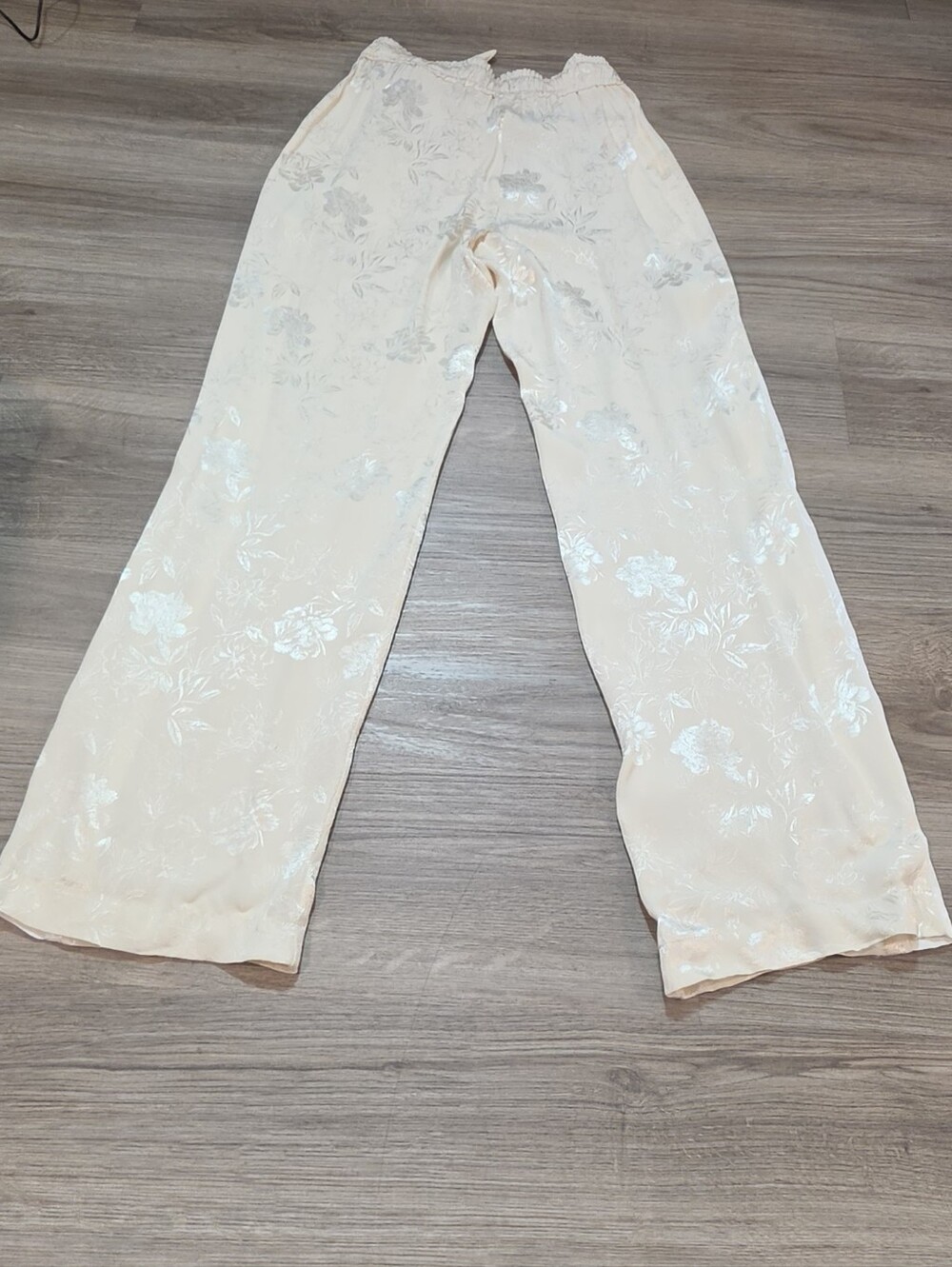 Zara Jacquard Ecru Ivory FLORAL pants - Picture 10 of 11